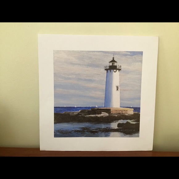 LIGHTHOUSE PRINT PORTSMOUTH HARBOR 1771 BEAUTIFUL - Picture 4 of 4